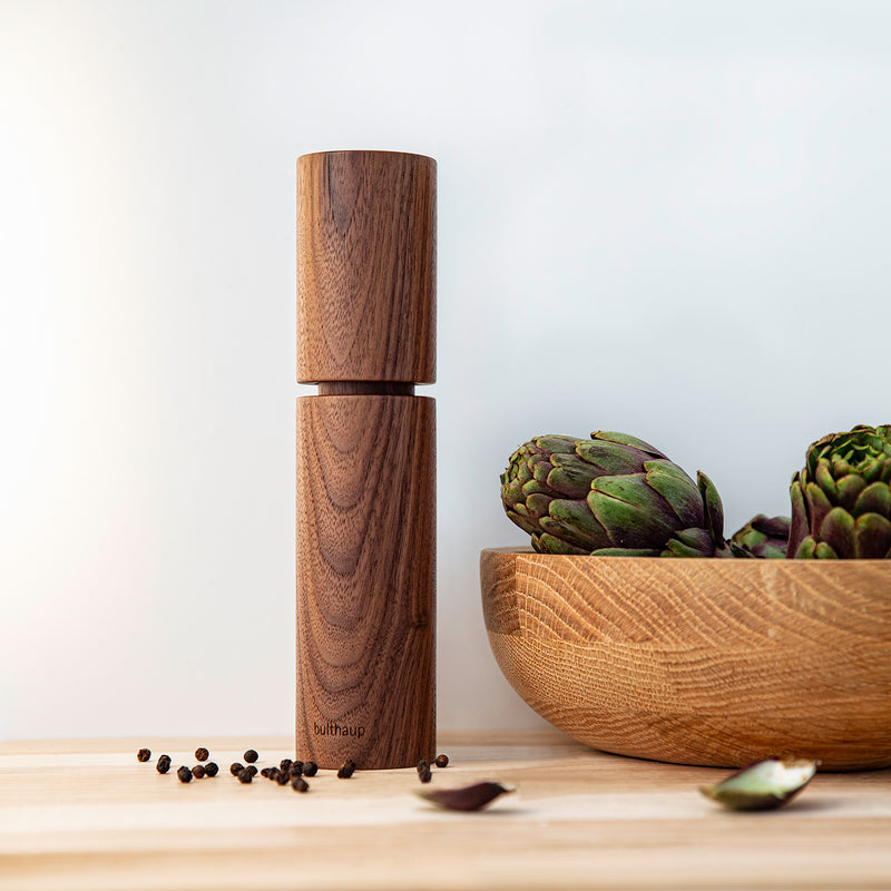 bulthaup walnut wood pepper mill with steel grinder